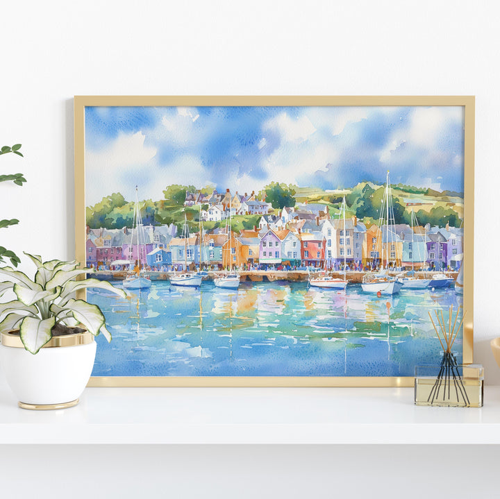Falmouth Cornwall Watercolor Poster Falmouth Travel Print Harbour Town Painting Seaside Wall Art UK Coastal Decor Souvenir
