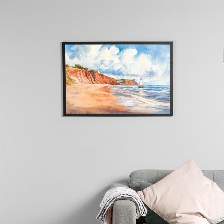 Exmouth Devon Watercolor Poster Exmouth Travel Print Coastal Town Painting Beach Wall Art South West England Souvenir
