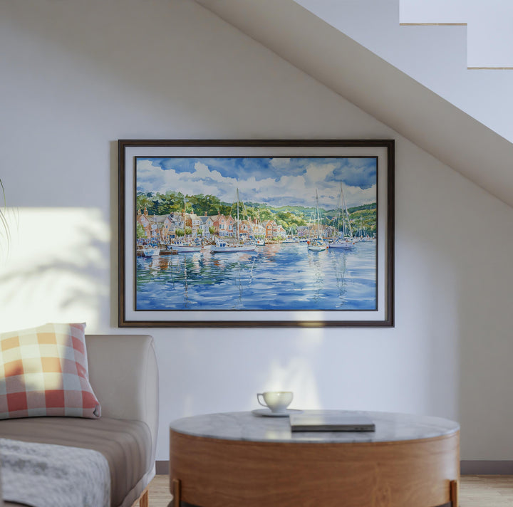 Dartmouth Devon Watercolor Poster Dartmouth Travel Print Harbour Town Painting Coastal Wall Art South West England Souvenir