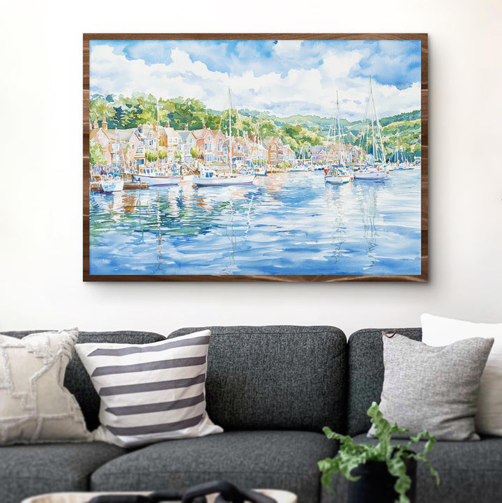 Dartmouth Devon Watercolor Poster Dartmouth Travel Print Harbour Town Painting Coastal Wall Art South West England Souvenir
