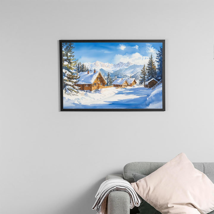 Zakopane Poland Watercolor Poster Zakopane Travel Print Mountain Village Painting Ski Resort Wall Art Europe Souvenir