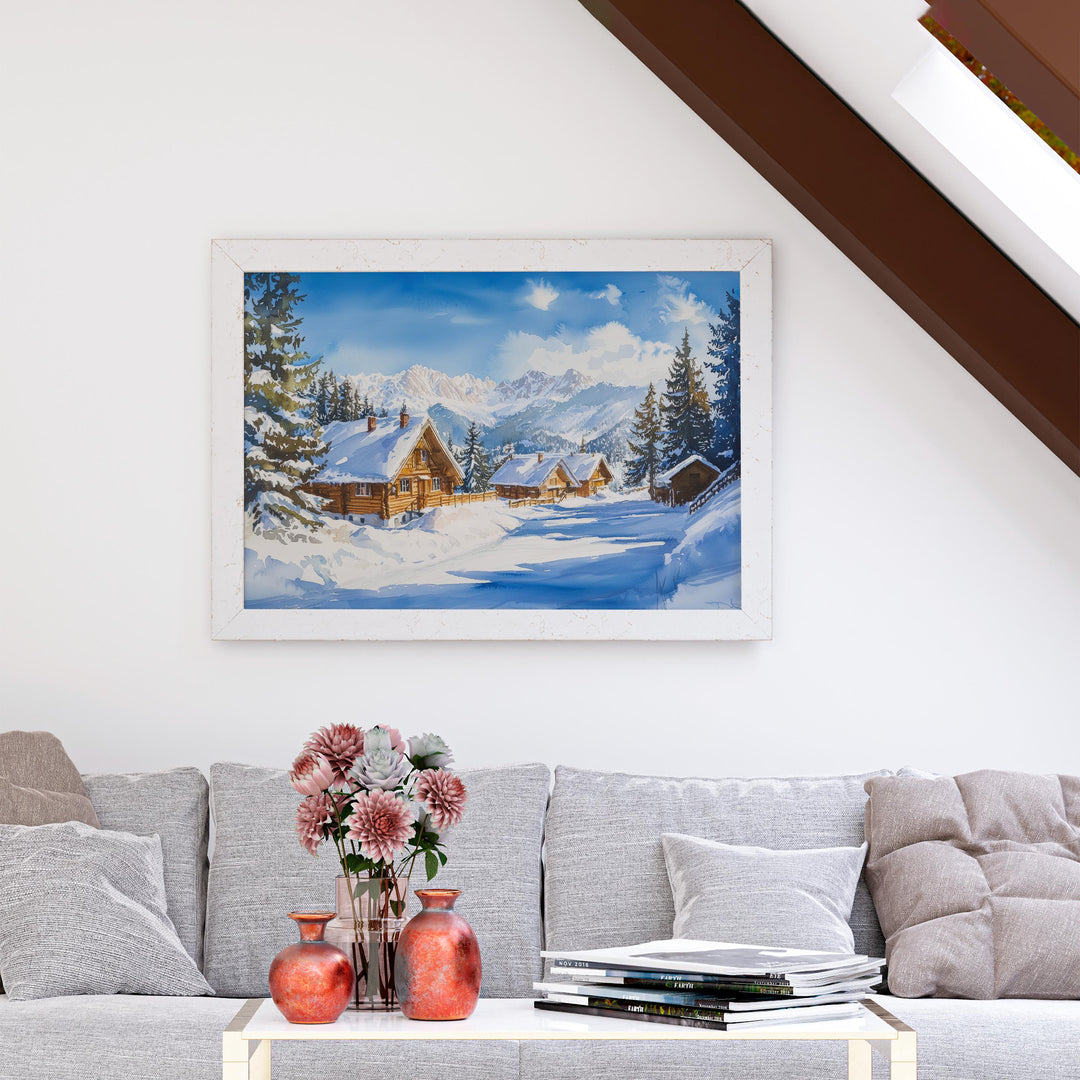 Zakopane Poland Watercolor Poster Zakopane Travel Print Mountain Village Painting Ski Resort Wall Art Europe Souvenir