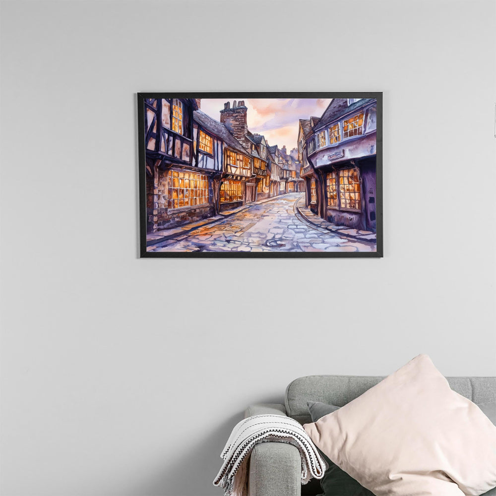 York England Watercolor Poster York Travel Print Historic City Painting Cathedral Wall Art UK Landmark Decor Souvenir