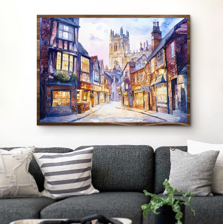 York England Watercolor Poster York Travel Print Historic City Painting Cathedral Wall Art UK Landmark Decor Souvenir