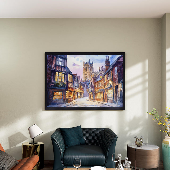 York England Watercolor Poster York Travel Print Historic City Painting Cathedral Wall Art UK Landmark Decor Souvenir