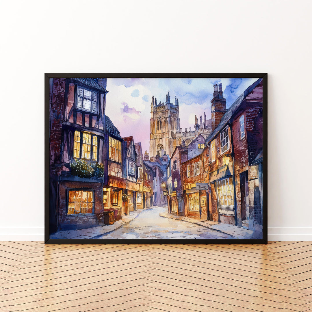 York England Watercolor Poster York Travel Print Historic City Painting Cathedral Wall Art UK Landmark Decor Souvenir