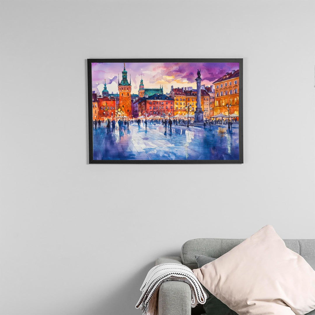 Warsaw Poland Watercolor Poster Warsaw Travel Print Cityscape Painting Old Town Wall Art Europe Decor Souvenir