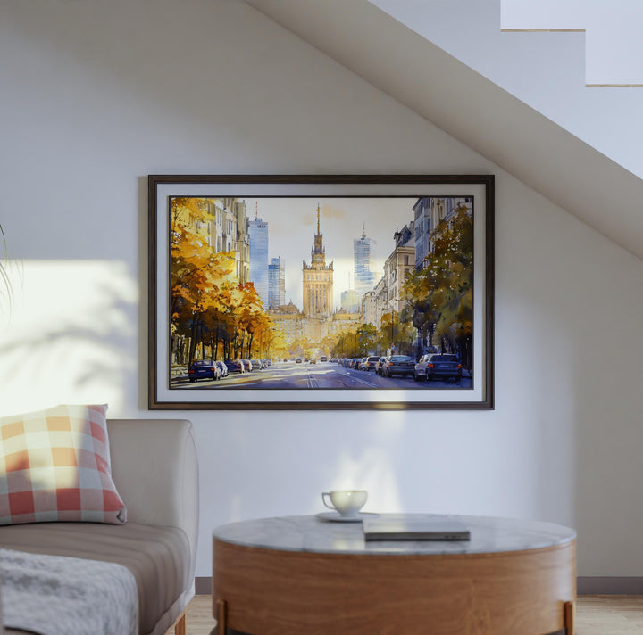 Warsaw Poland Watercolor Poster Warsaw Travel Print Cityscape Painting Old Town Wall Art Europe Decor Souvenir
