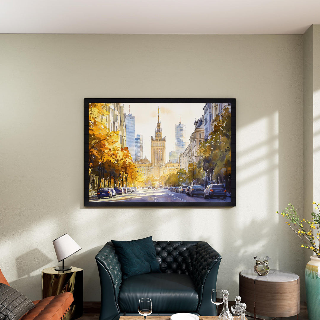 Warsaw Poland Watercolor Poster Warsaw Travel Print Cityscape Painting Old Town Wall Art Europe Decor Souvenir