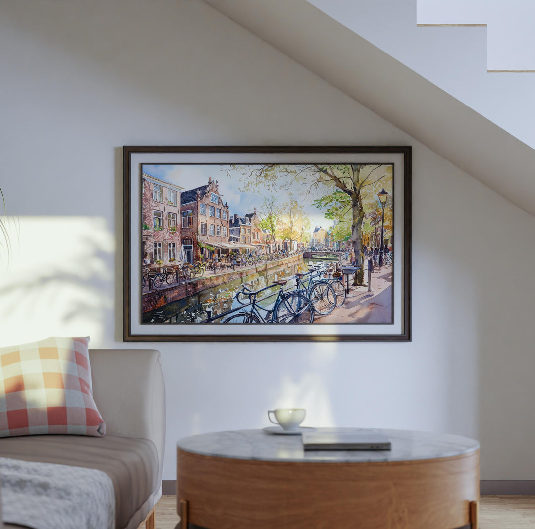 Utrecht Netherlands Watercolor Poster Utrecht Travel Print Canal City Painting Historic Wall Art Europe Decor Souvenir