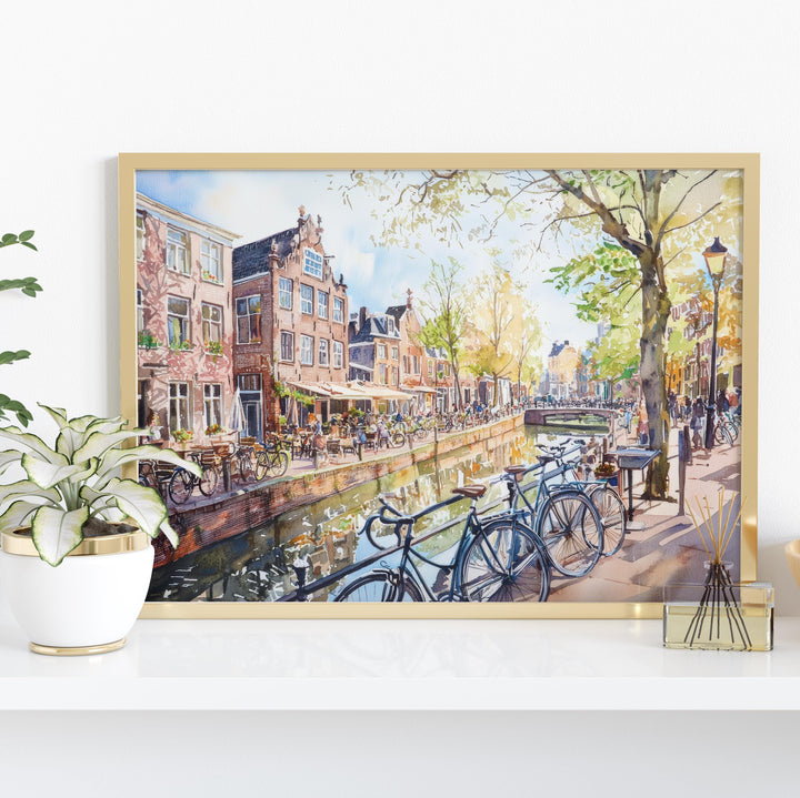 Utrecht Netherlands Watercolor Poster Utrecht Travel Print Canal City Painting Historic Wall Art Europe Decor Souvenir