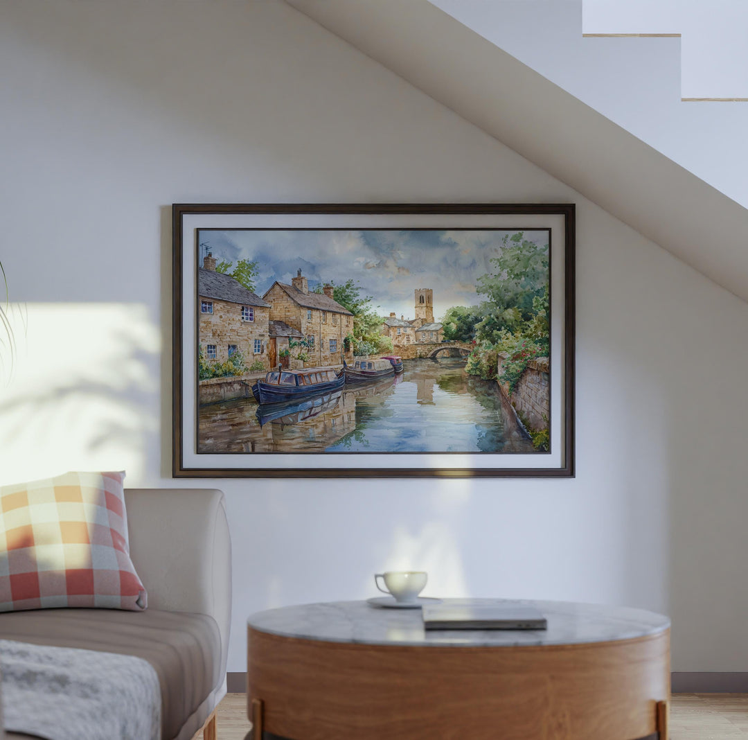 Skipton England Watercolor Poster Skipton Travel Print Market Town Painting Castle Wall Art Yorkshire Decor Souvenir
