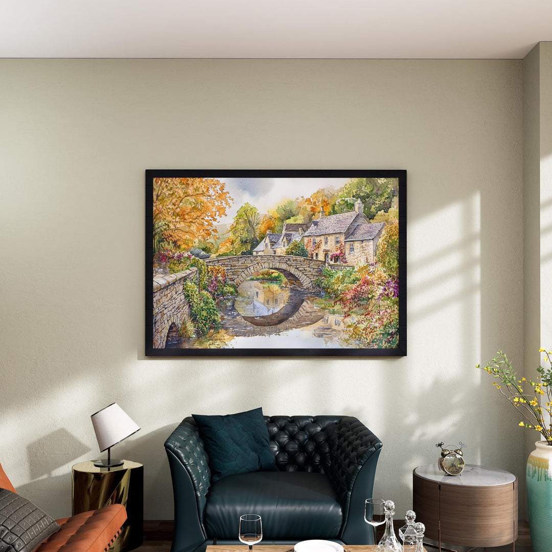 Malham England Watercolor Poster Malham Travel Print Countryside Painting Yorkshire Dales Wall Art UK Decor Souvenir