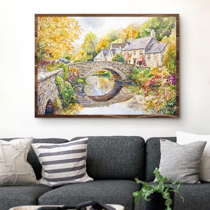 Malham England Watercolor Poster Malham Travel Print Countryside Painting Yorkshire Dales Wall Art UK Decor Souvenir