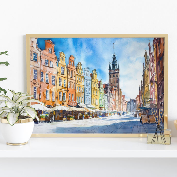 Gdańsk Poland Watercolor Poster Gdansk Travel Print Old Town Painting Baltic Port Wall Art Europe Decor Souvenir