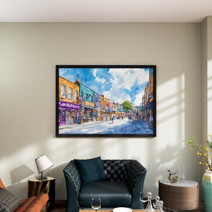Camden Market London Watercolor Poster Camden Travel Print Street Market Painting Urban Wall Art UK Decor Souvenir