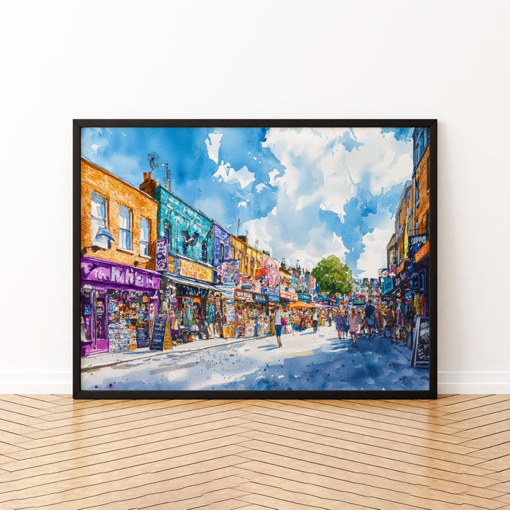 Camden Market London Watercolor Poster Camden Travel Print Street Market Painting Urban Wall Art UK Decor Souvenir