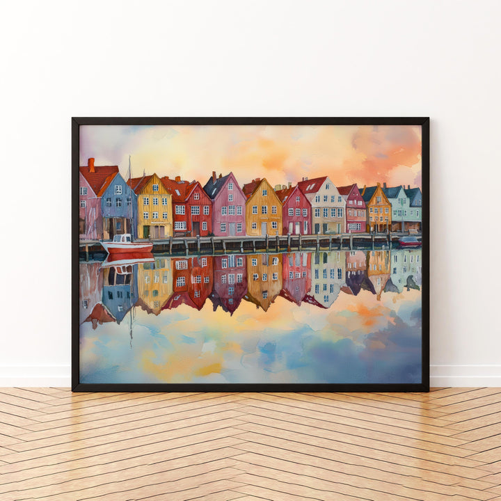 Aarhus Denmark Watercolor Poster Aarhus Travel Print Cityscape Painting Harbour Wall Art Nordic Europe Decor Souvenir