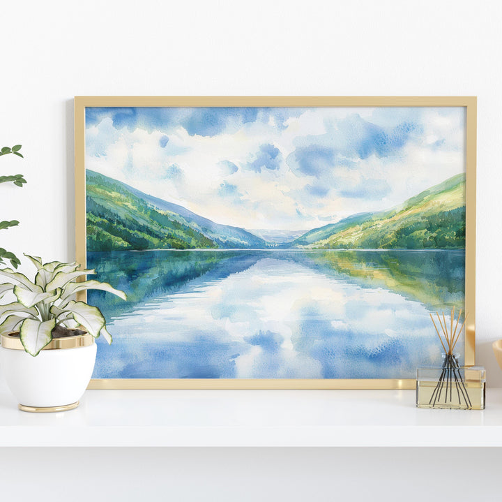 Loch Ness Scotland Watercolor Poster Loch Ness Travel Print Highland Landscape Painting Nature Wall Art UK Souvenir