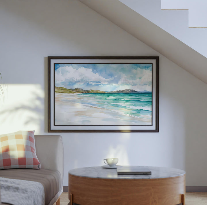 Isle of Harris and Lewis Scotland Watercolor Poster Outer Hebrides Travel Print Coastal Landscape Wall Art UK Souvenir