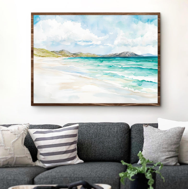 Isle of Harris and Lewis Scotland Watercolor Poster Outer Hebrides Travel Print Coastal Landscape Wall Art UK Souvenir