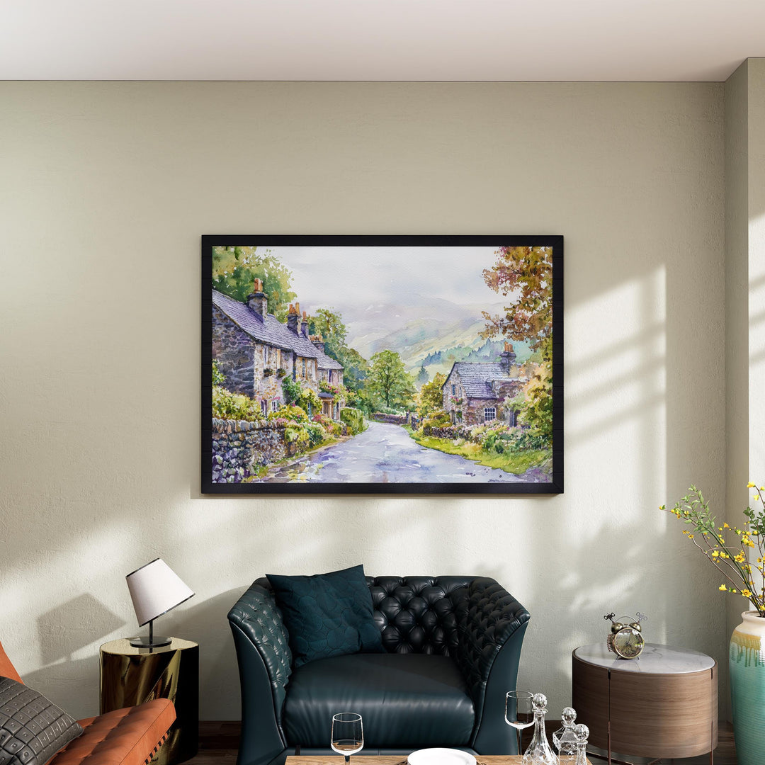 Grasmere England Watercolor Poster Grasmere Travel Print Lake District Village Painting Countryside Wall Art UK Souvenir