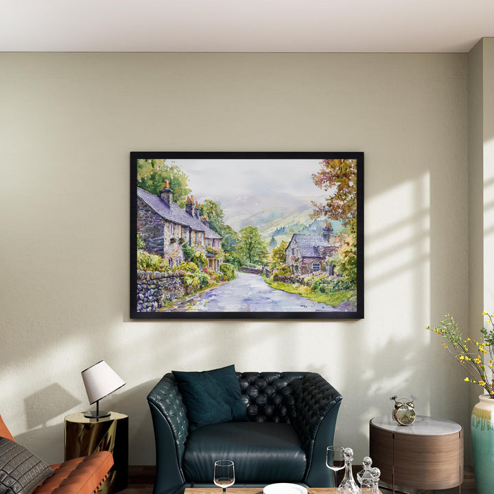 Grasmere England Watercolor Poster Grasmere Travel Print Lake District Village Painting Countryside Wall Art UK Souvenir