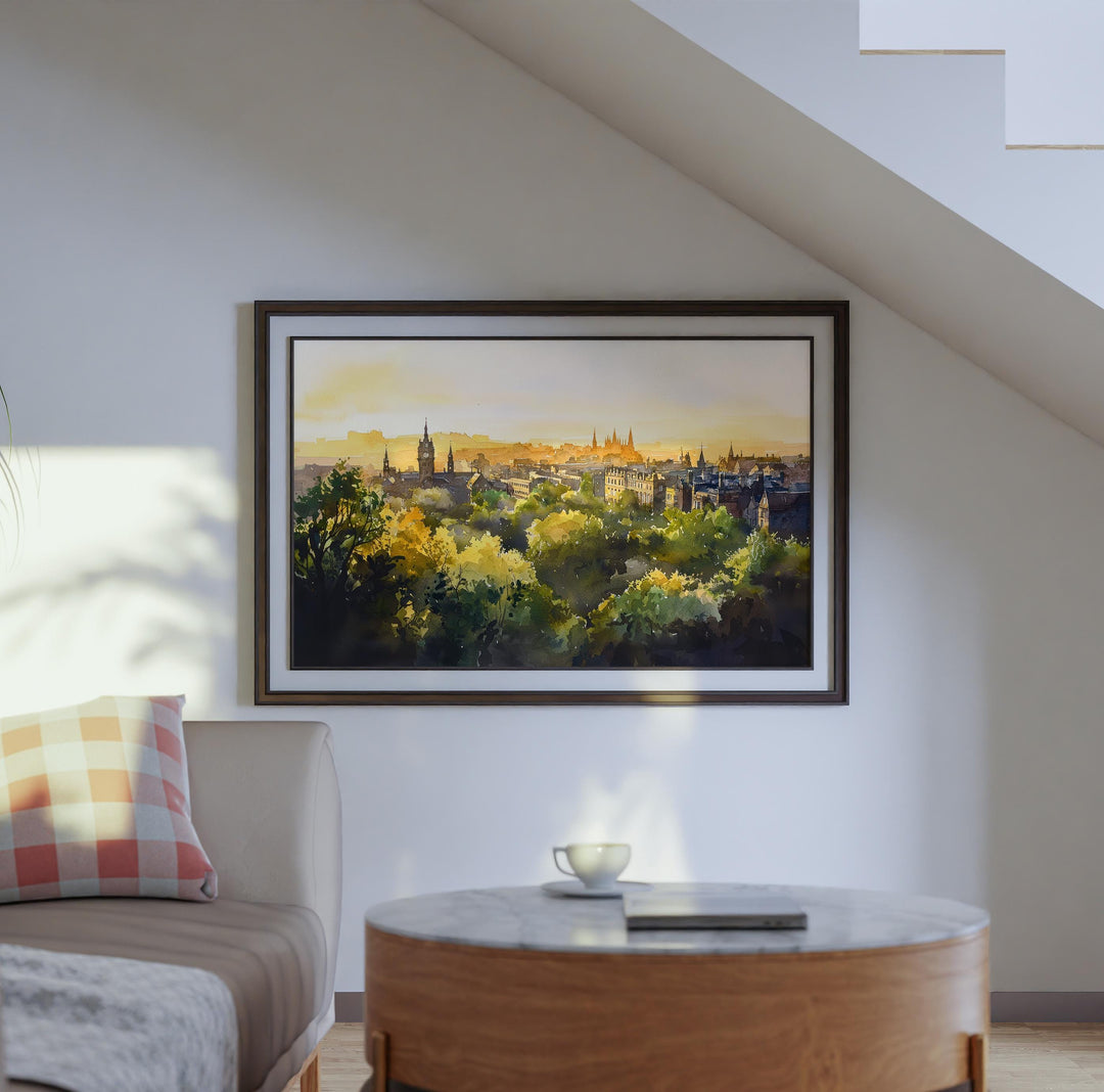 Glasgow Scotland Watercolor Poster Glasgow Travel Print Cityscape Painting River Clyde Wall Art UK Decor Souvenir