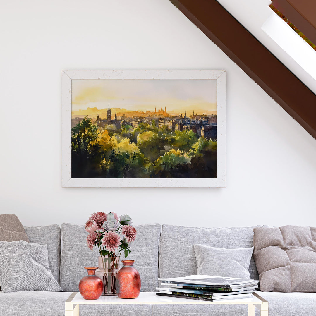 Glasgow Scotland Watercolor Poster Glasgow Travel Print Cityscape Painting River Clyde Wall Art UK Decor Souvenir