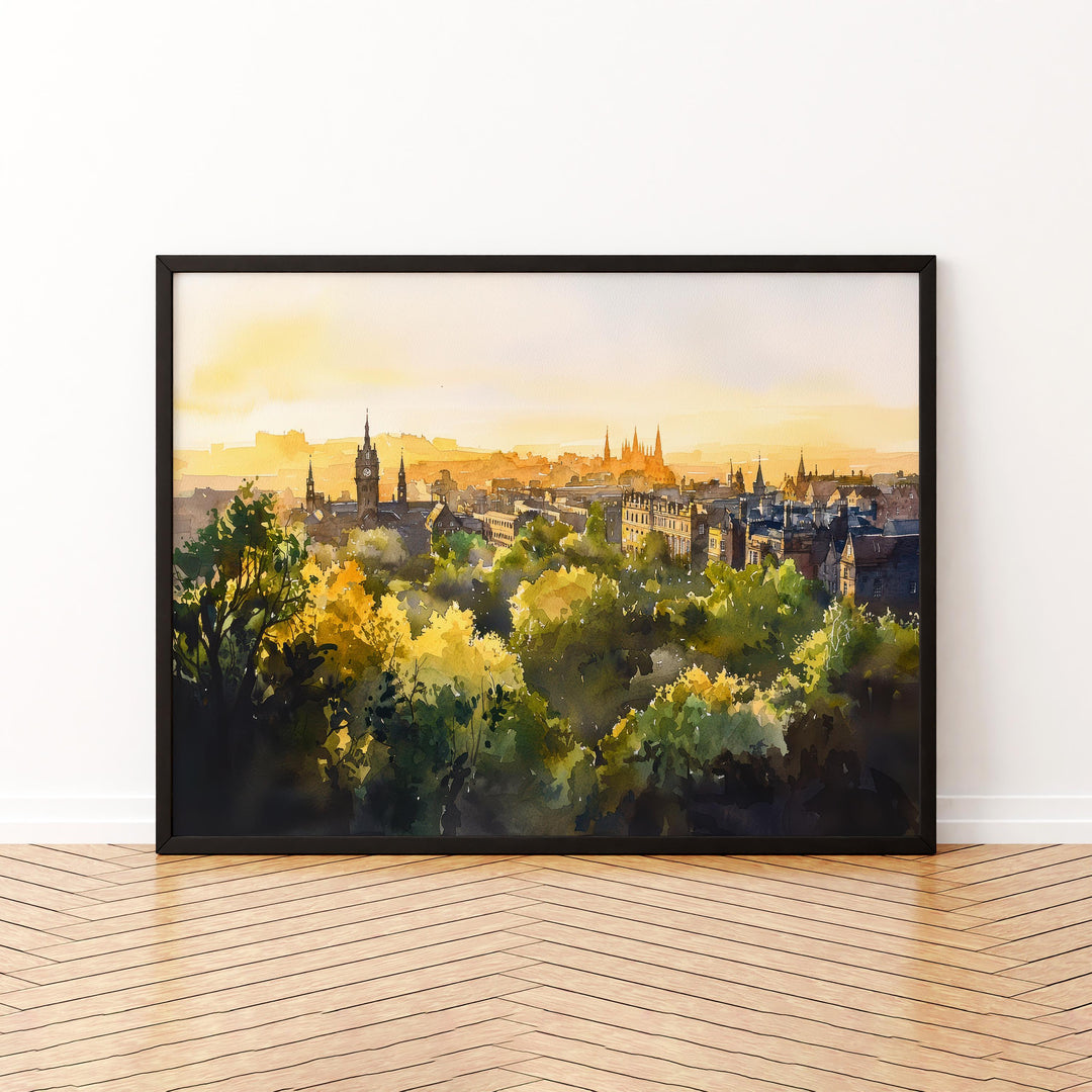 Glasgow Scotland Watercolor Poster Glasgow Travel Print Cityscape Painting River Clyde Wall Art UK Decor Souvenir