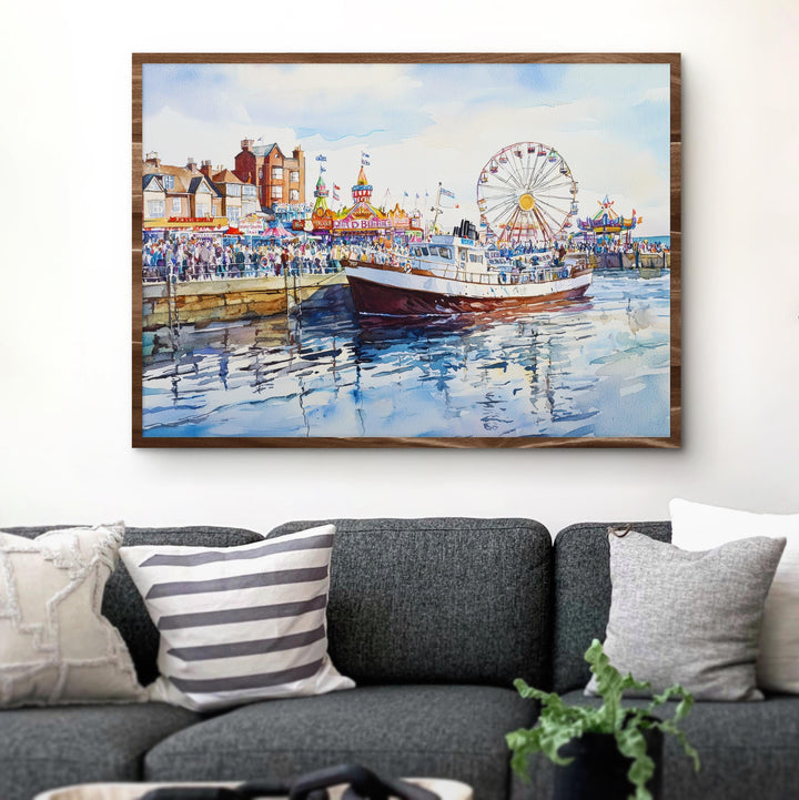 Bridlington England Watercolor Poster Bridlington Travel Print Seaside Town Painting Yorkshire Coast Wall Art UK Souvenir