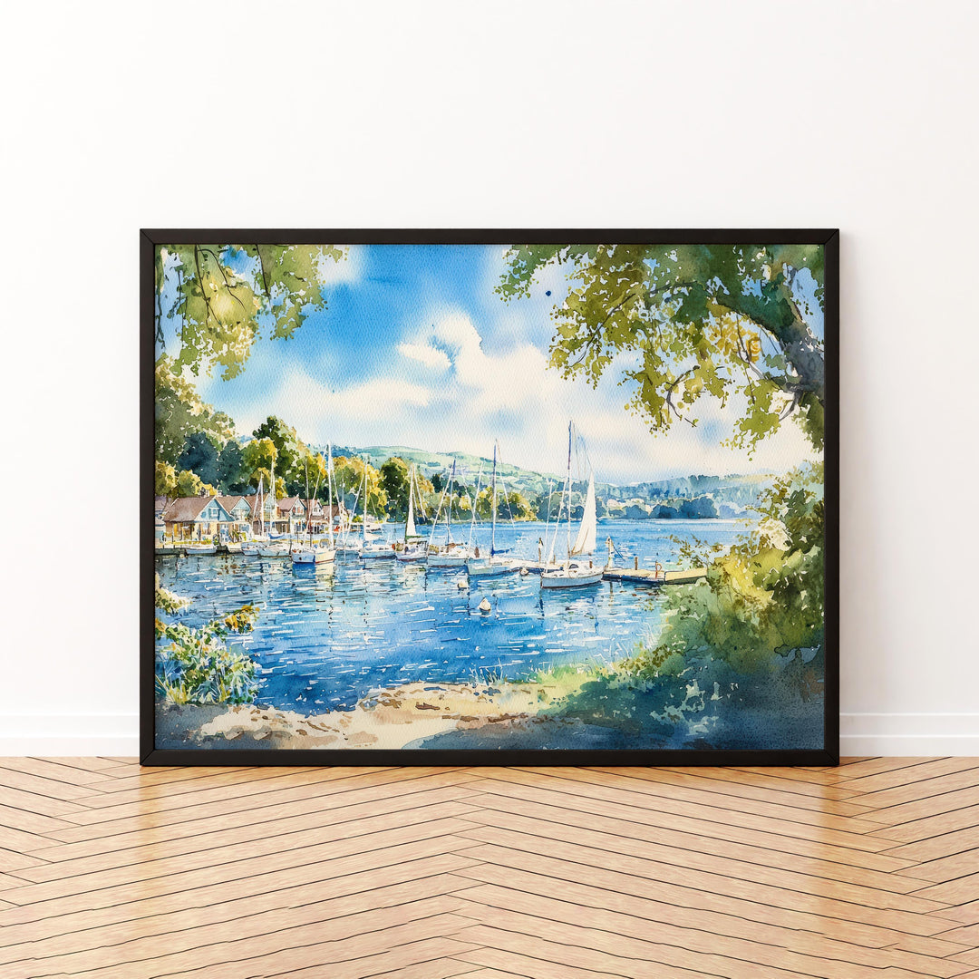 Bowness England Watercolor Poster Bowness Travel Print Lake District Painting Windermere Wall Art UK Decor Souvenir