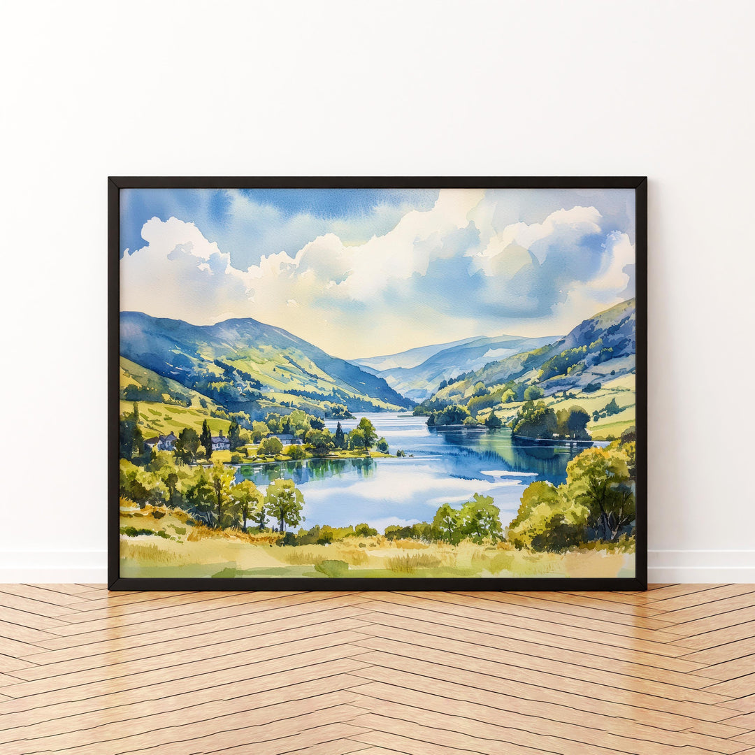 Ambleside England Watercolor Poster Ambleside Travel Print Lake District Village Painting Countryside Wall Art UK Souvenir