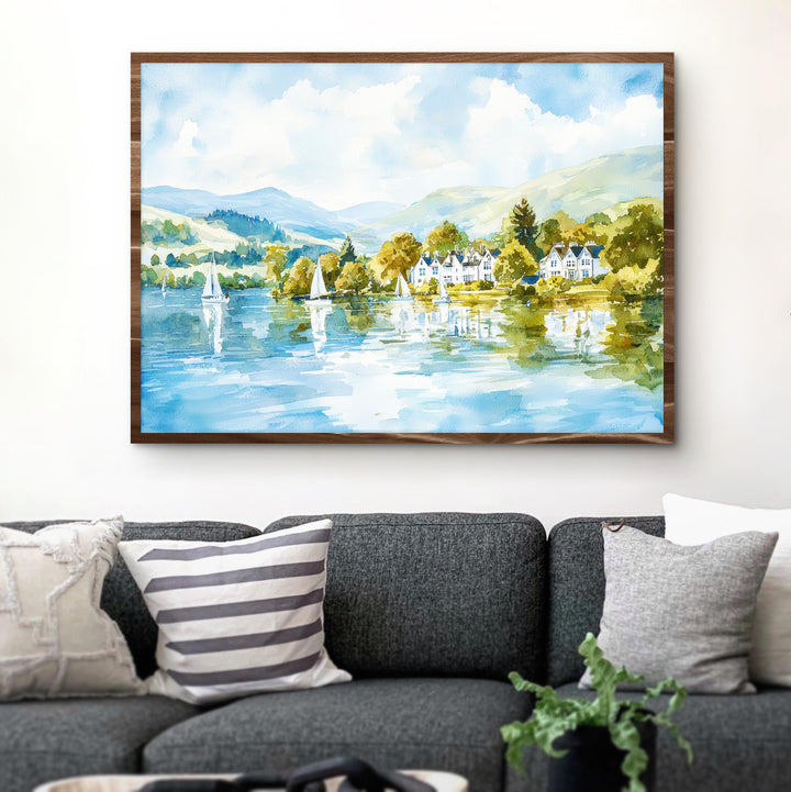 Windermere England Watercolor Poster Windermere Travel Print Lake District Painting Mountain Lake Wall Art UK Souvenir