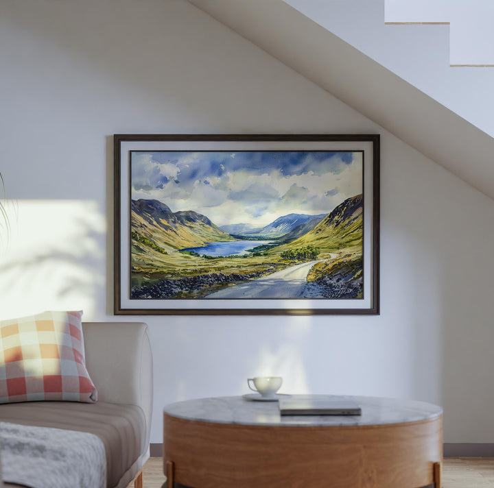 Wasdale England Watercolor Poster Wasdale Travel Print Lake District Painting Mountain Valley Wall Art UK Souvenir