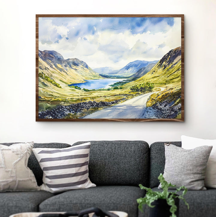 Wasdale England Watercolor Poster Wasdale Travel Print Lake District Painting Mountain Valley Wall Art UK Souvenir