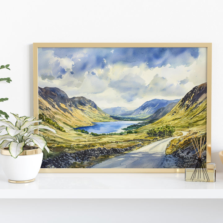 Wasdale England Watercolor Poster Wasdale Travel Print Lake District Painting Mountain Valley Wall Art UK Souvenir