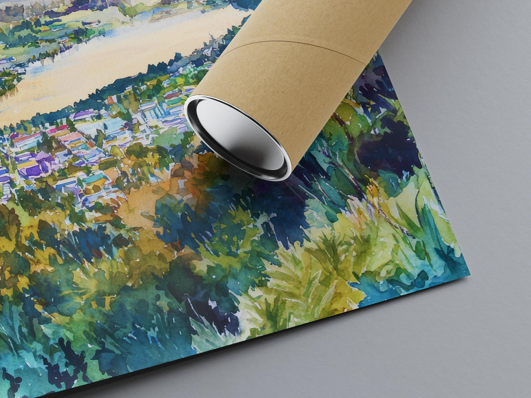 Rotoruac Watercolor Art Lovers New Zealand Wall Art,Rotorua Travel Poster Hot Springs Redwoods Forest Adventure New Zealand Wall Art