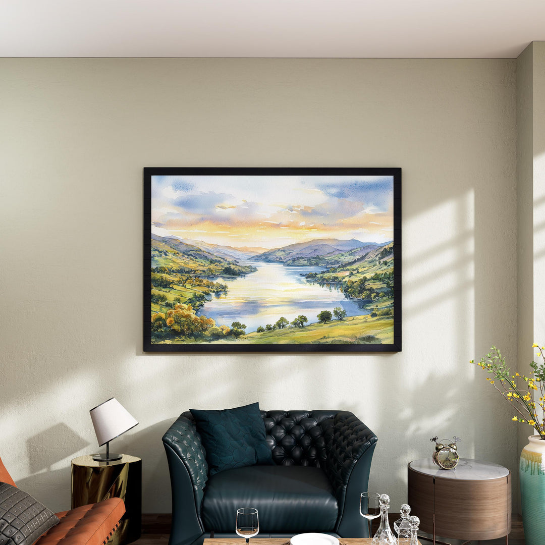 Ullswater England Watercolor Poster Ullswater Travel Print Lake District Painting Mountain Lake Wall Art UK Souvenir