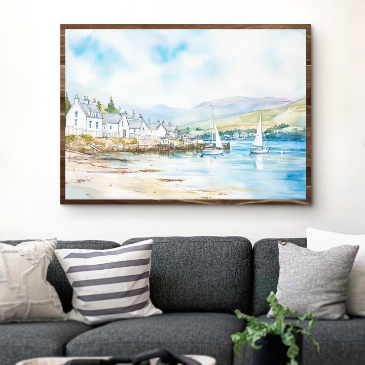 Ullapool Scotland Watercolor Poster Ullapool Travel Print Highland Coastal Town Painting Wall Art UK Decor Souvenir