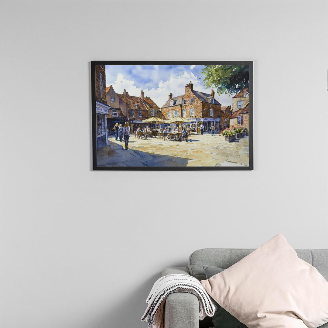 Thirsk England Watercolor Poster Thirsk Travel Print Yorkshire Market Town Painting Countryside Wall Art UK Souvenir
