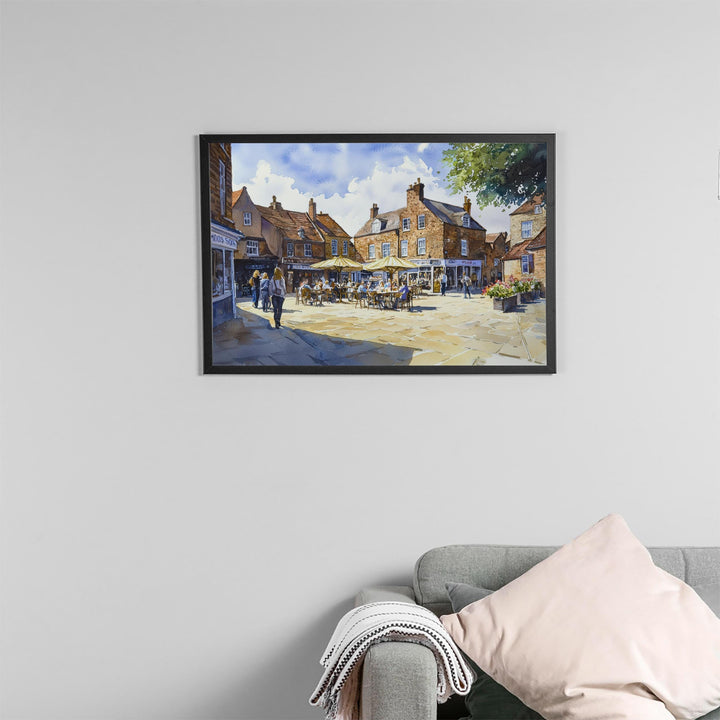 Thirsk England Watercolor Poster Thirsk Travel Print Yorkshire Market Town Painting Countryside Wall Art UK Souvenir