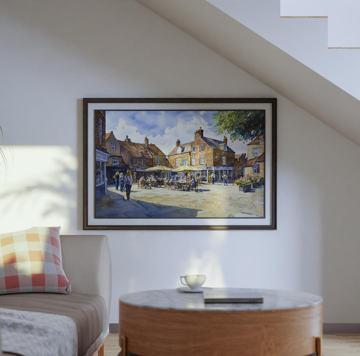 Thirsk England Watercolor Poster Thirsk Travel Print Yorkshire Market Town Painting Countryside Wall Art UK Souvenir