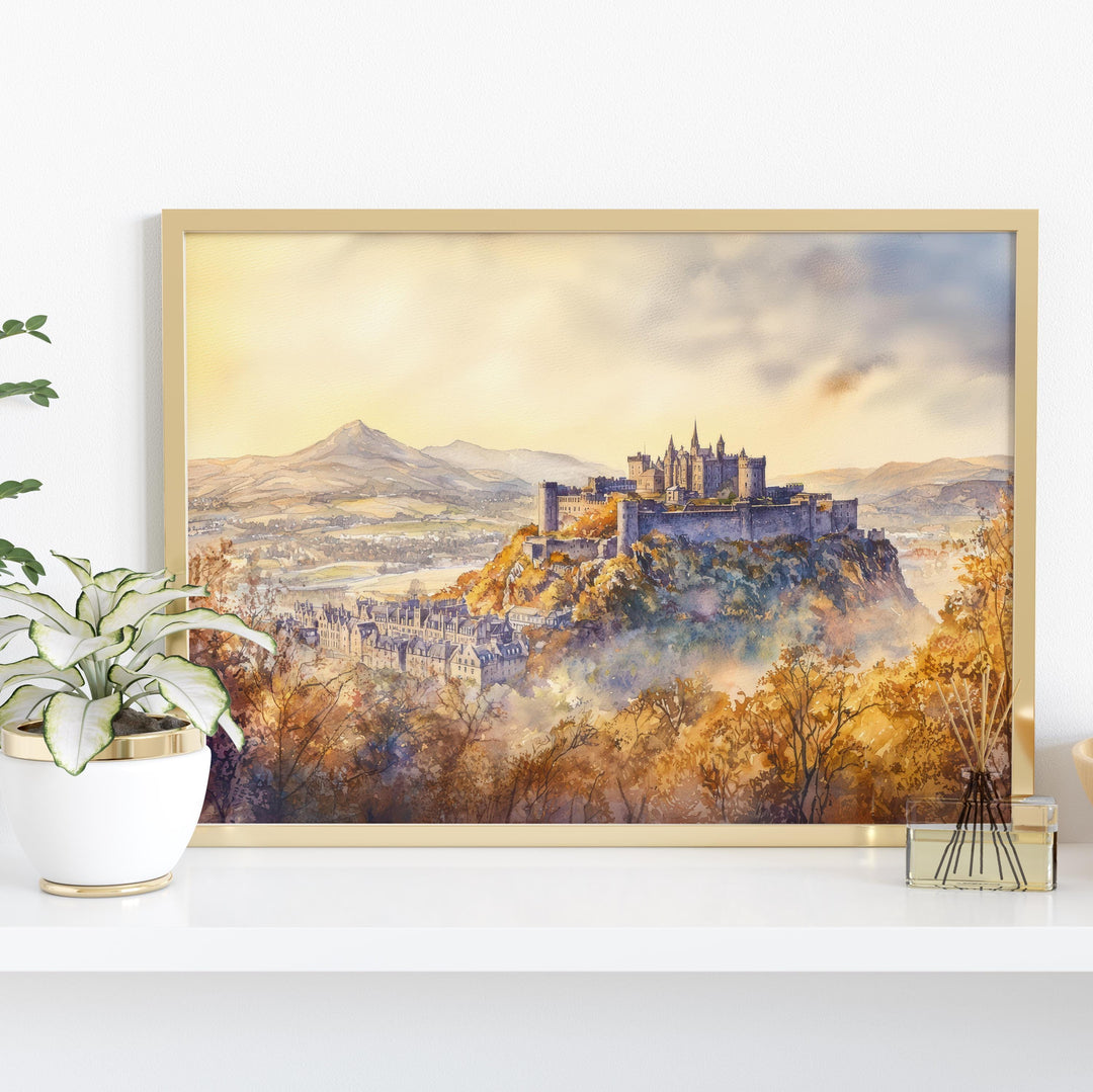 Stirling Castle Scotland Watercolor Poster Stirling Travel Print Historic Landmark Painting Scottish Wall Art UK Souvenir