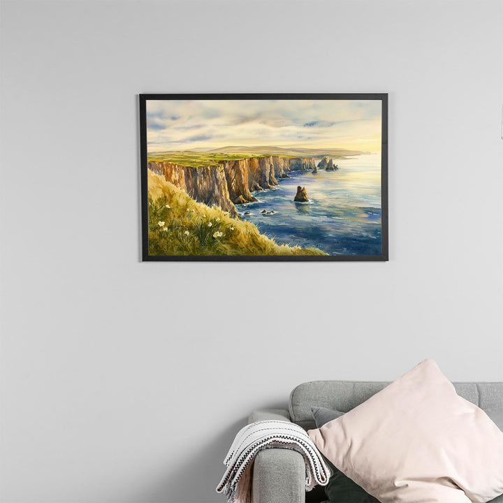 Shetland Islands Scotland Watercolor Poster Shetland Travel Print Coastal Landscape Painting Nature Wall Art UK Souvenir