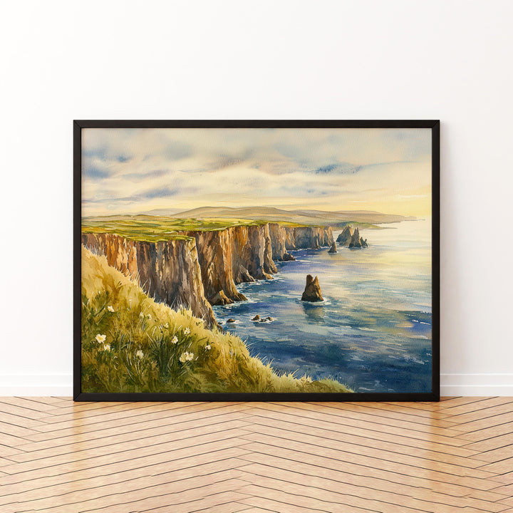 Shetland Islands Scotland Watercolor Poster Shetland Travel Print Coastal Landscape Painting Nature Wall Art UK Souvenir