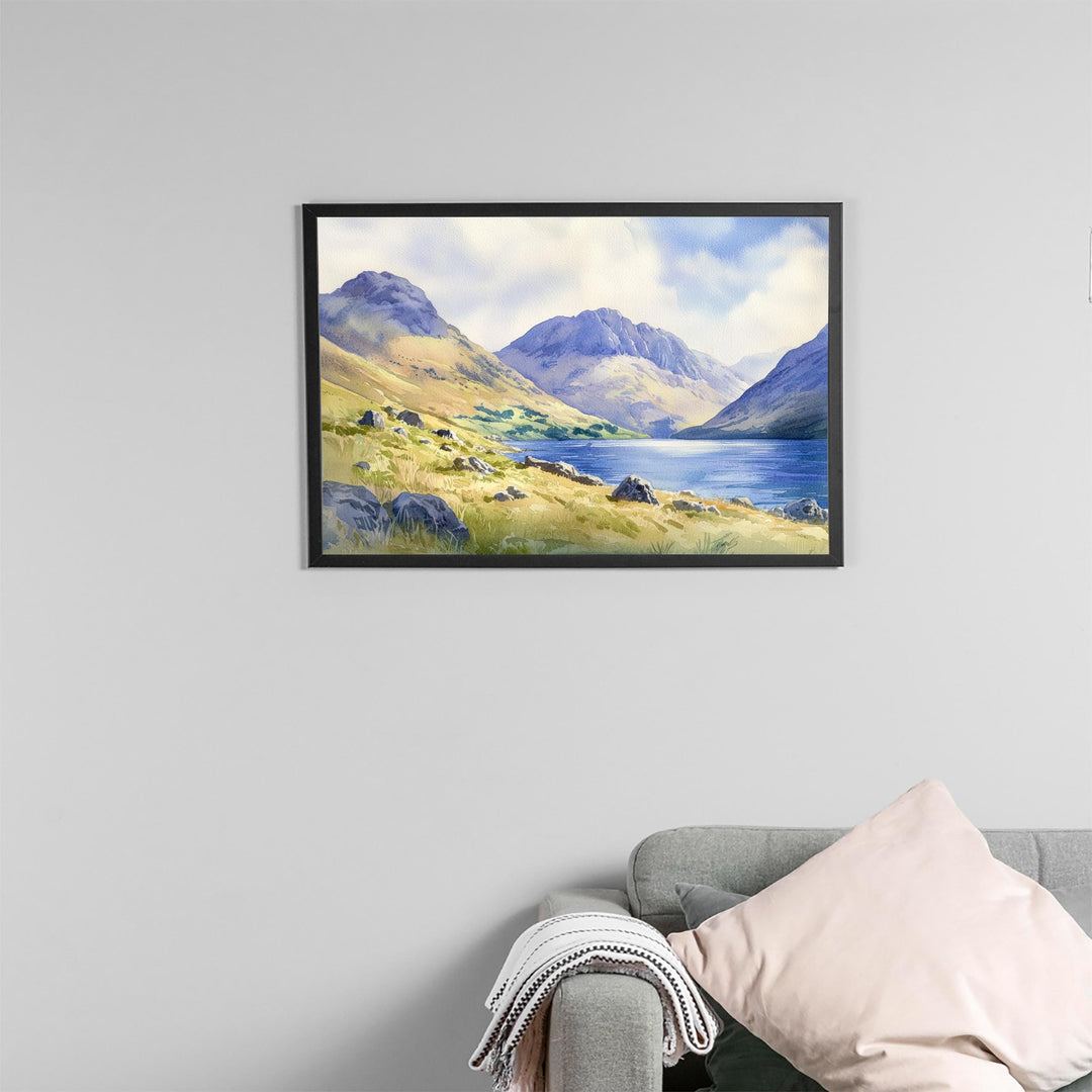 Scafell Pike England Watercolor Poster Scafell Pike Travel Print Lake District Mountain Painting Landscape Wall Art Souvenir