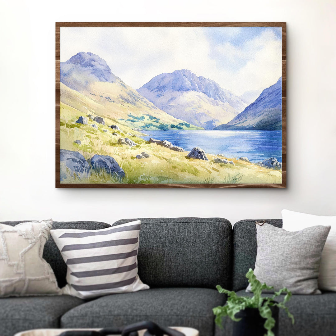 Scafell Pike England Watercolor Poster Scafell Pike Travel Print Lake District Mountain Painting Landscape Wall Art Souvenir