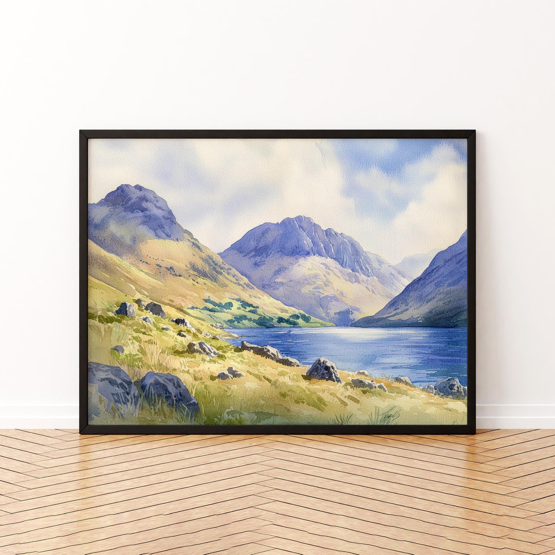 Scafell Pike England Watercolor Poster Scafell Pike Travel Print Lake District Mountain Painting Landscape Wall Art Souvenir