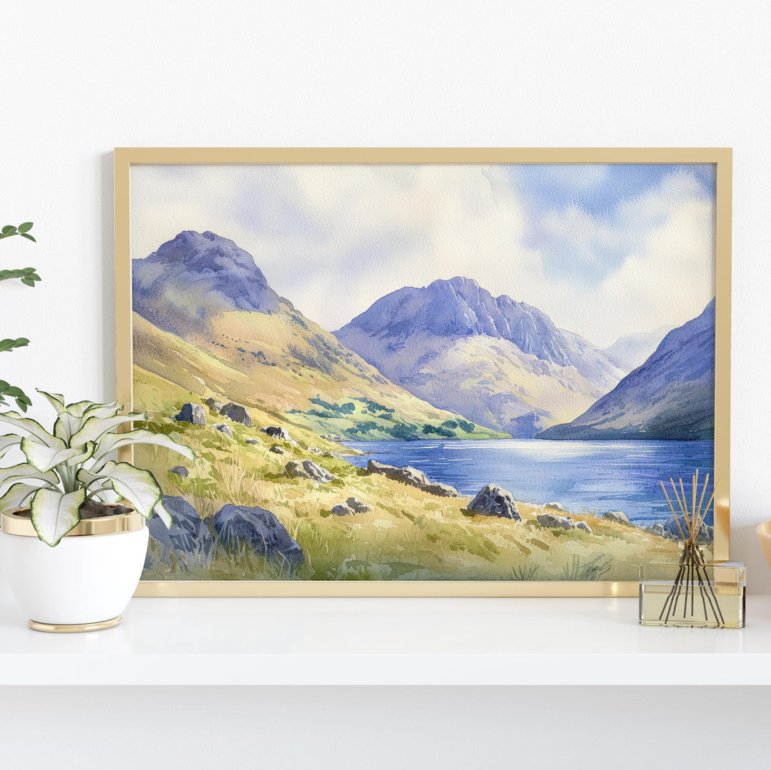 Scafell Pike England Watercolor Poster Scafell Pike Travel Print Lake District Mountain Painting Landscape Wall Art Souvenir